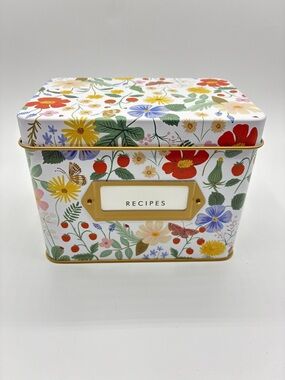 NEW Rifle Paper Co Recipe Tin Strawberry Fields w Dividers Cards Floral Box